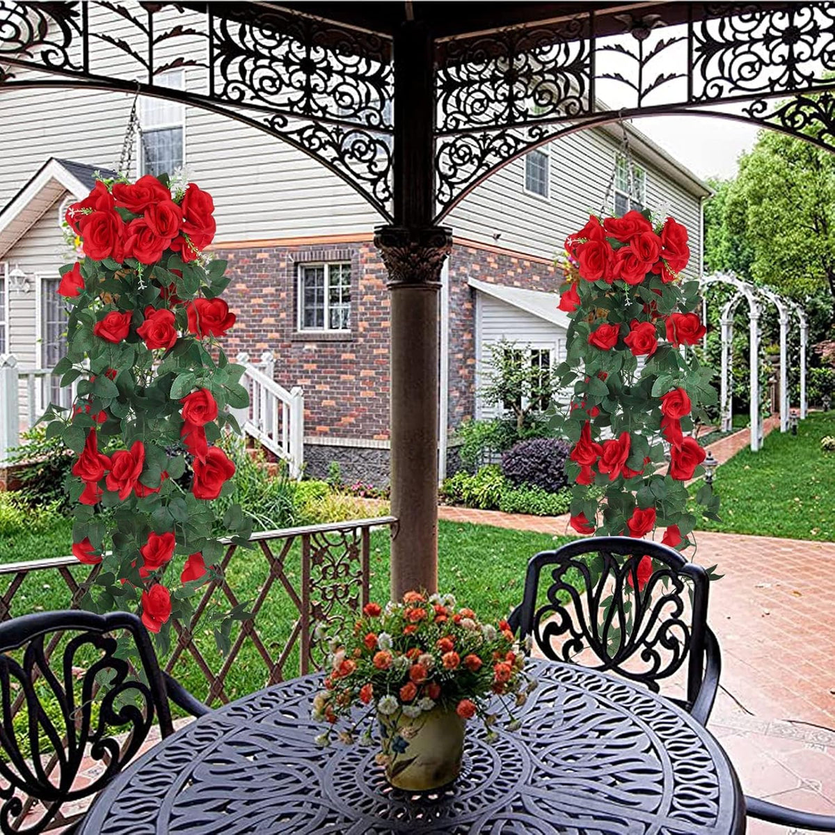 RECUTMS Hanging Rose Flowers Artificial Vine PlantsFlower Garland for Home Room Garden Wedding