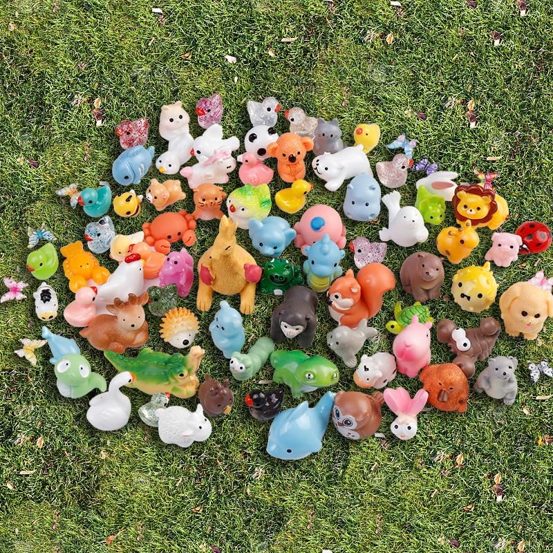 80 Pcs Mini Resin Animals 80 Styles Resin Animals Figurines Bulk for Fairy Garden Miniature