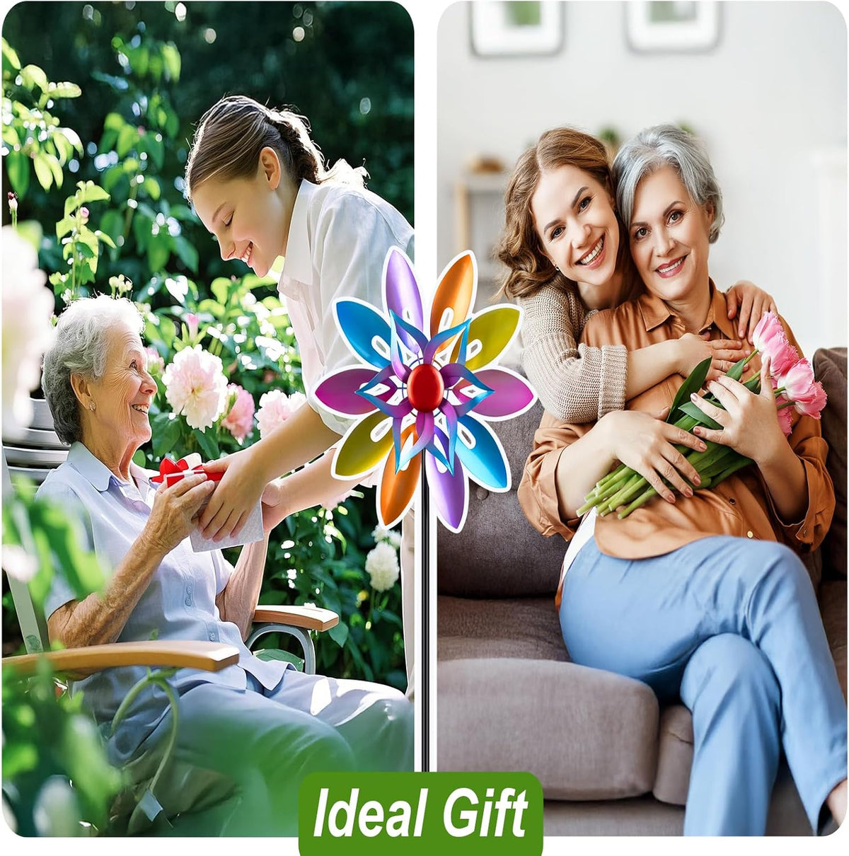 Wind Spinners Outdoor Garden Decor, 13 Inches Metal Windmill Yard Decorations Outdoor, Wind