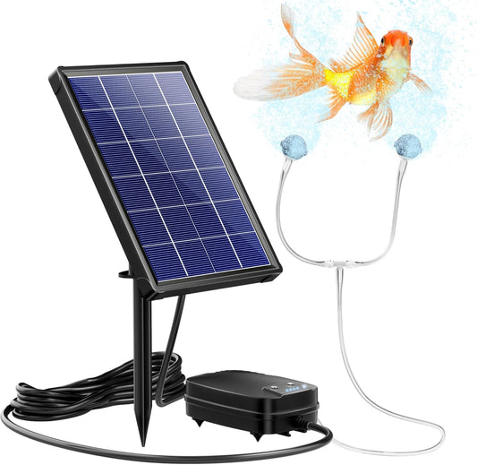 NFESOLAR 4W Solar Aerator for Pond with Built-in 2200mAh Battery Backup, 3 Working Modes, 2 Air