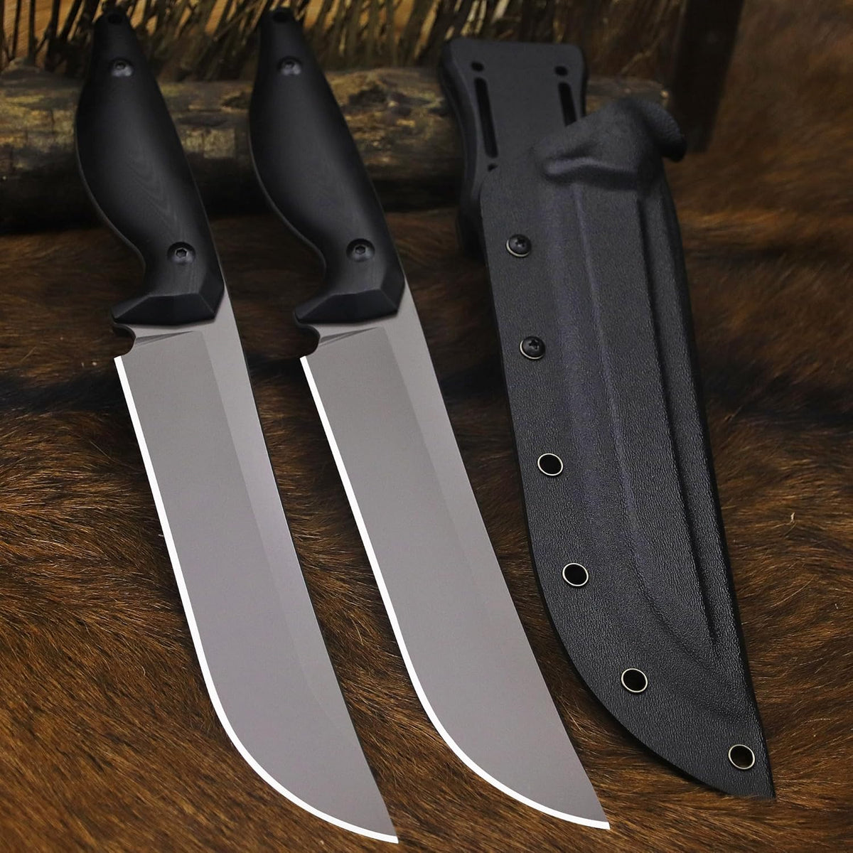 BA-KOR 5MM (9CR18MOV) steel 12.8'' full tang camping knife +K sheathing &5.9" cerium igniter can be