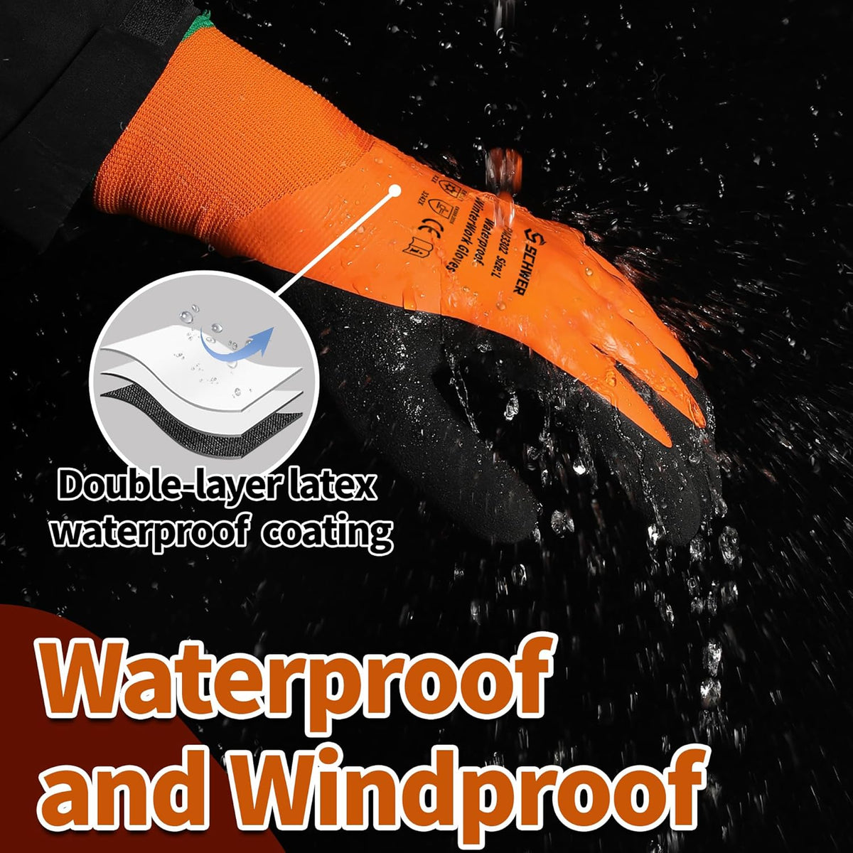 Schwer Waterproof Winter Work Gloves, ANSI A2 Cut Resistant Freezer Gloves for Outdoor Cold Weather