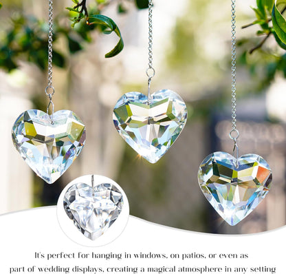 H&D HYALINE & DORA 50mm Clear Crystal Heart Suncatcher Set of 3 Suncatcher for Window Crystal Heart