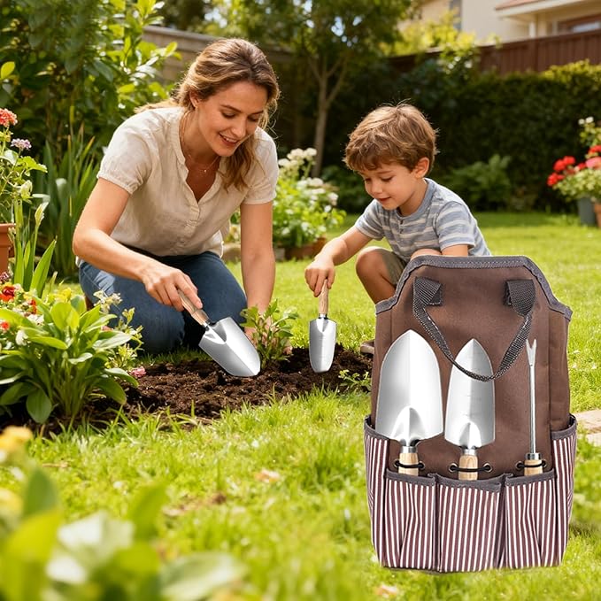 Garden Tool Set, Beswill 12 Pieces Heavy Duty Gardening Hand Tools with Garden Tools Organizer