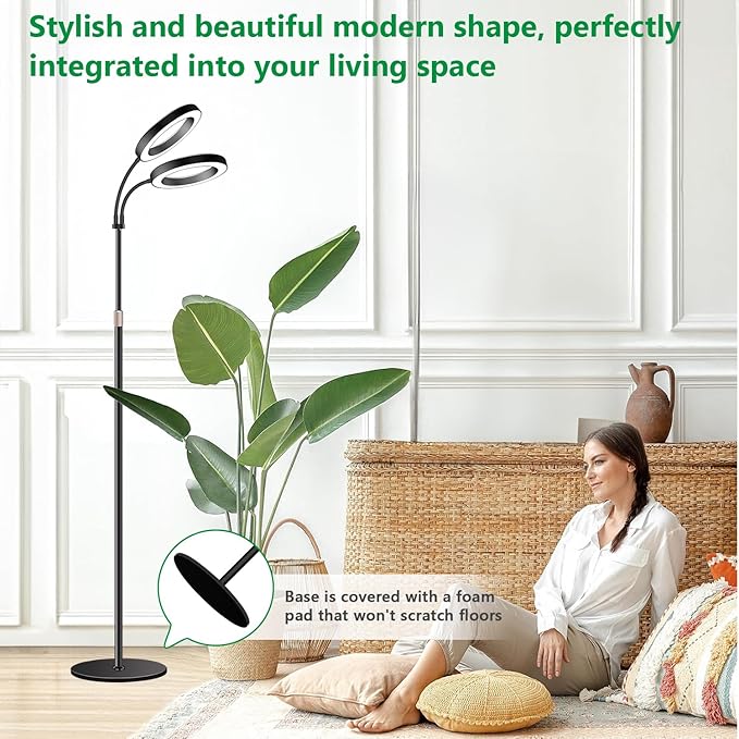 Large Plant Light for Indoor Plants, 2 Head Full Spectrum Grow Light with 68" Adjustable Stand for