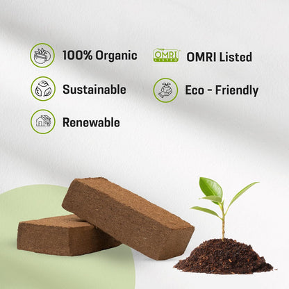 Coco Coir Bricks - Pack of 5, 1.4LBS Each (Total 7LBS)| Organic Solution for Sustainable Gardening!
