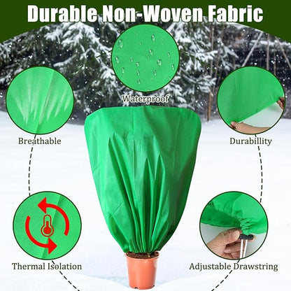 8 Pcs Plant Covers Frost Protection Bag 47" x 31.5" Winter Reusable Plants Jacket with Drawstring