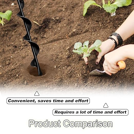1.7"x15" Garden Auger Drill Bit for Planting Solid Shaft Bulb Auger, Heavy Duty Garden Spiral Drill