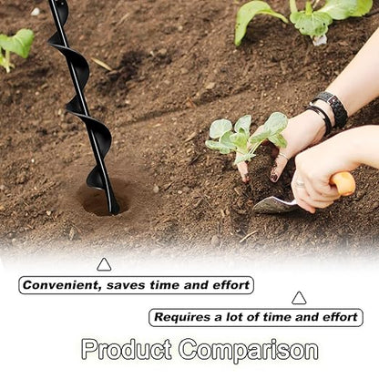 1.7"x15" Garden Auger Drill Bit for Planting Solid Shaft Bulb Auger, Heavy Duty Garden Spiral Drill