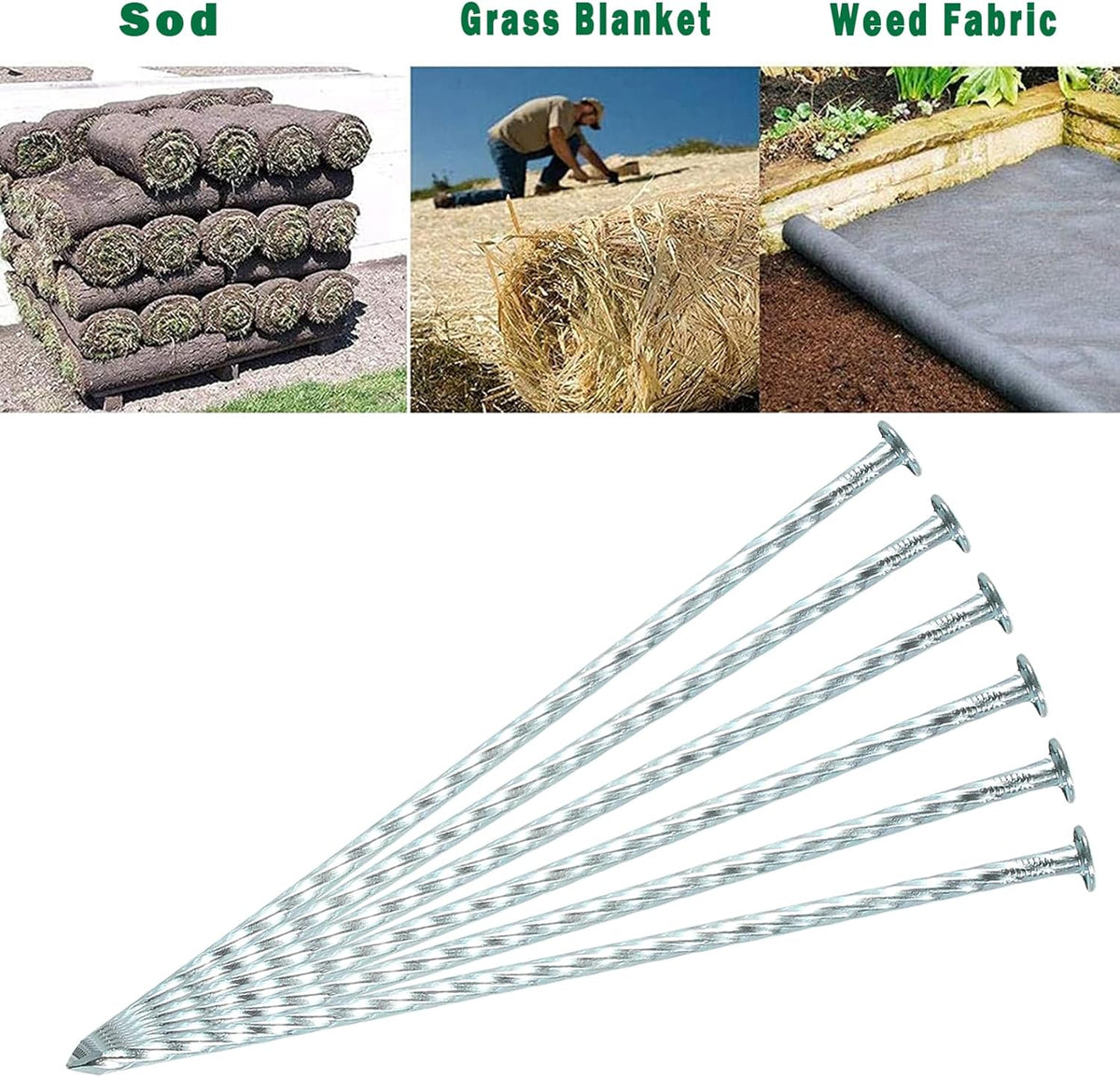 8 Inch Galvanized Spiral Landscape Spikes, Solid Metal Garden Stakes Edging Anchoring for Paver