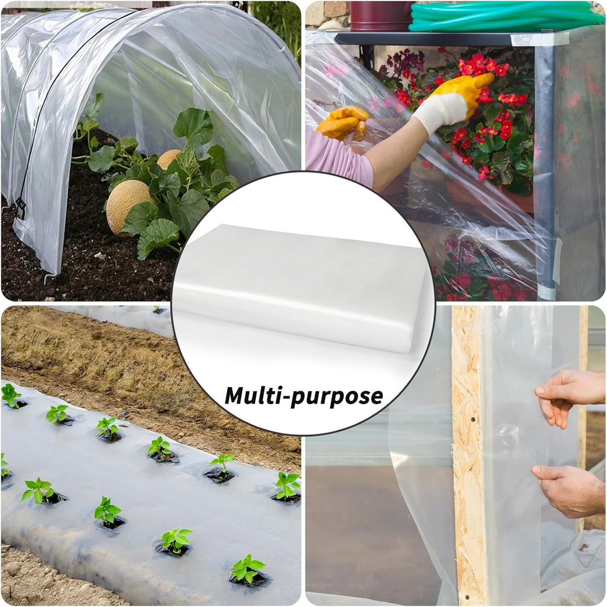 12x50 Ft Clear Greenhouse Film Plastic Sheeting, Greenhouse Polyethylene Plastic Film 6 mil