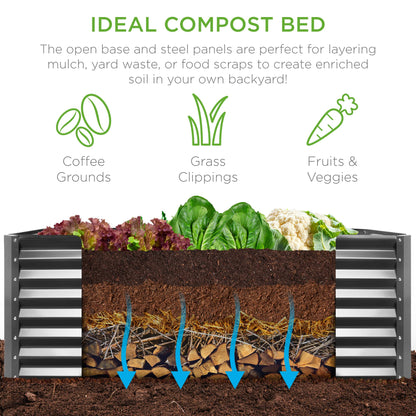 Best Choice Products 6x3x2ft Outdoor Metal Raised Garden Bed, Deep Root Box Planter for Vegetables