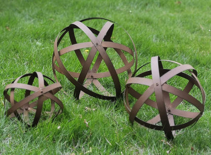 BSTGIFTS Metal Garden Spheres, Metal Band Decorative Spheres, Metal Folding Orb Garden Ball, Sets