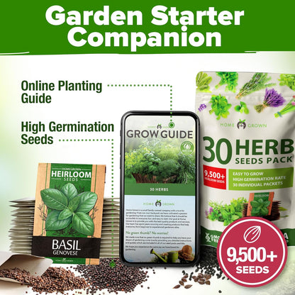 HOME GROWN 30 Herb Seeds for Planting 9,500+ Non-GMO Heirloom Seeds | Extra Large Variety Pack Herb