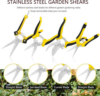 5 pack Garden Pruning Shears Stainless Steel Blades, Handheld Scissors Set with Gardening