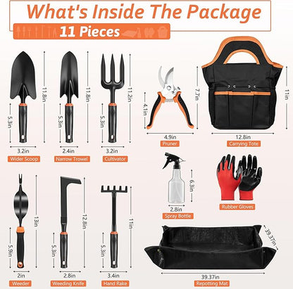 11 Pcs Garden Tools Set, HaSteeL Gardening Supplies Hand Tools Kit for Women Men Gardeners, Include