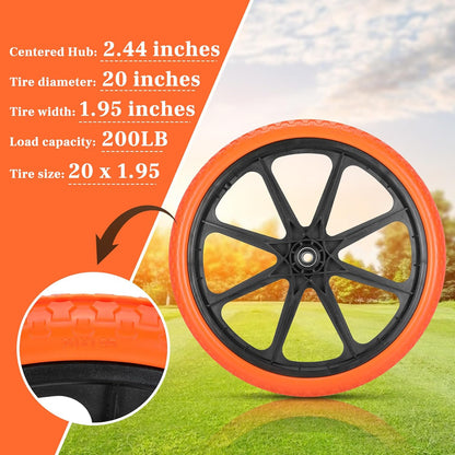 Upgraded 20x1.95" Flat Free Tires Compatible with rubbermaid Wheelbarrow Wheels, 20" Flat Free
