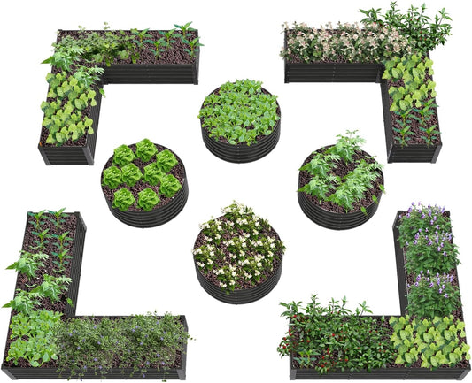 A ANLEOLIFE 8-Pack 4X4X1.5ft & 74x74x18in Deep Root Galvanized Raised Garden Beds Outdoor for