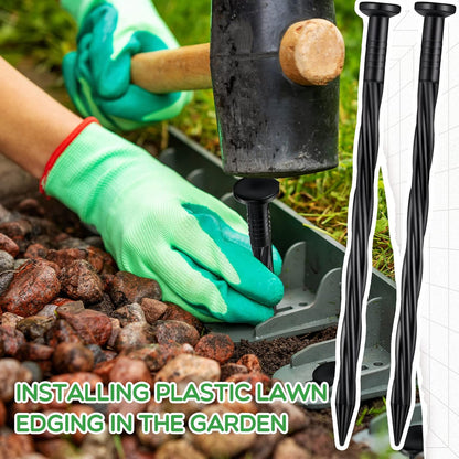 300 Pcs Landscape Edging Stakes Bulk 8 Inch Spiral Landscape Anchoring Spikes Plastic Edging Nails