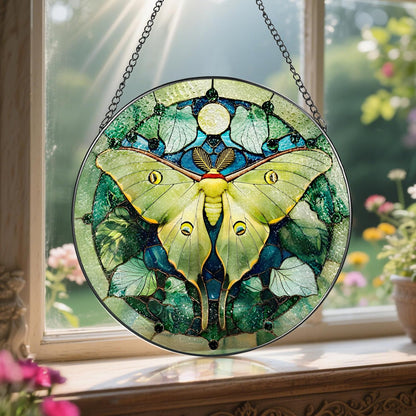 Luna Moth Sun Catcher, 8 Inch Stained Glass Suncatcher, Stained Glass Window Hanging, Luna Moth