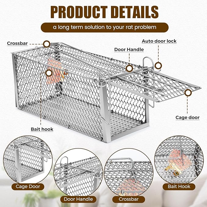 Qualirey 6 Pcs Humane Rat Trap Small Chipmunk Mouse Squirrel Cage Rodent Animal Voles Hamsters Cage