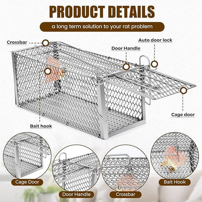 Qualirey 6 Pcs Humane Rat Trap Small Chipmunk Mouse Squirrel Cage Rodent Animal Voles Hamsters Cage
