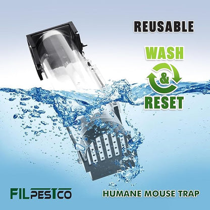 Set of 4 Humane, Catch and Release, Reusable, Tunnel Motel Mouse and Rat Trap for Indoor and