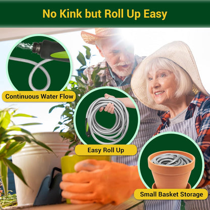 Garden Hose - Water Hose 100 FT with Swivel Handle, Flexible, Heavy Duty, No Kink, Lightweight