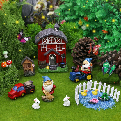BangBangDa Miniature Fairy Garden Accessories - Garden Gnome Figurines House Set of 22PCS - Outdoor