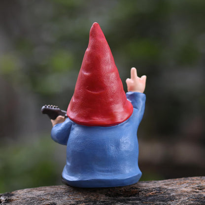 Garden Gnome with Guitar 7.1“ Figurine Ornament for Indoor Outdoor Home Patio Yard Lawn, Red Hat