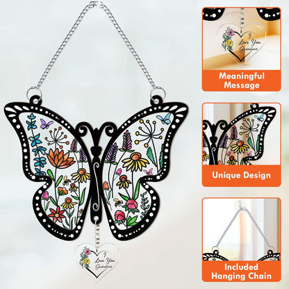 Macorner Gifts for Grandma Acrylic Window Hanging Suncatcher Butterfly, Birthday I Love You, for