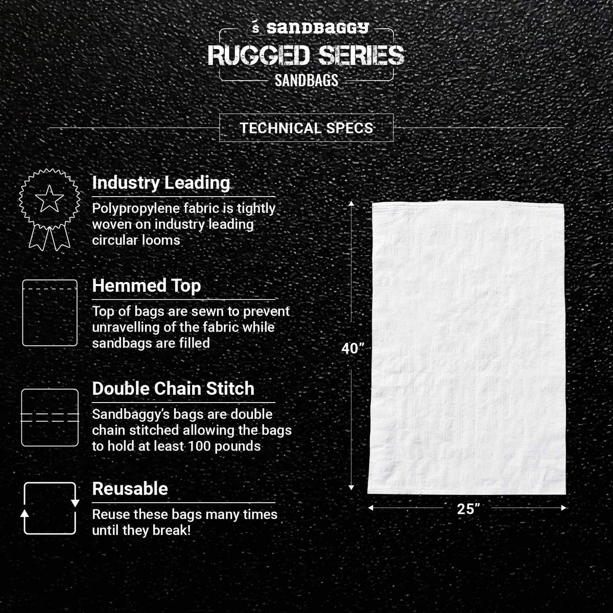 Sandbaggy Large Sandbags - Size: 25" x 40" - Thick Heavy Duty Contractor Bags, Heavy Duty Garbage