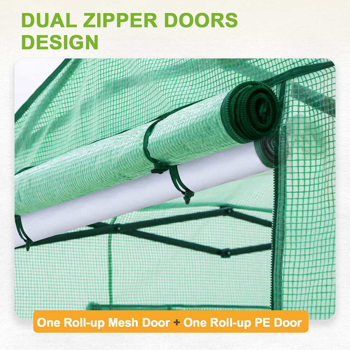 EAGLE PEAK Replacement Cover for 8x6 Portable Pop up Greenhouse, Dual Roll-up Zipper PE Door &
