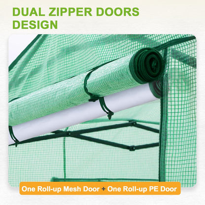 EAGLE PEAK Replacement Cover for 8x6 Portable Pop up Greenhouse, Dual Roll-up Zipper PE Door &