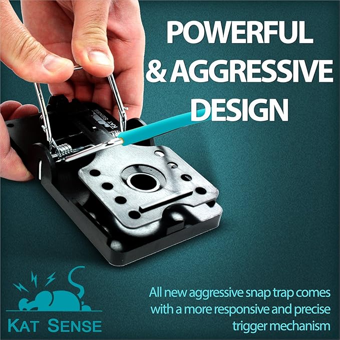 Kat Sense Large Rat Snap Traps Set of 6 - Stainless Steel Bar Design, Humane Rat Trap Indoor &