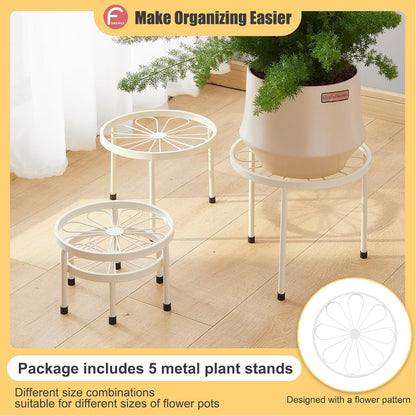 Plant Stand,5 Pack Heavy Duty Flower Pot Stands,Metal Decoration Racks,Round Plant Shelf for