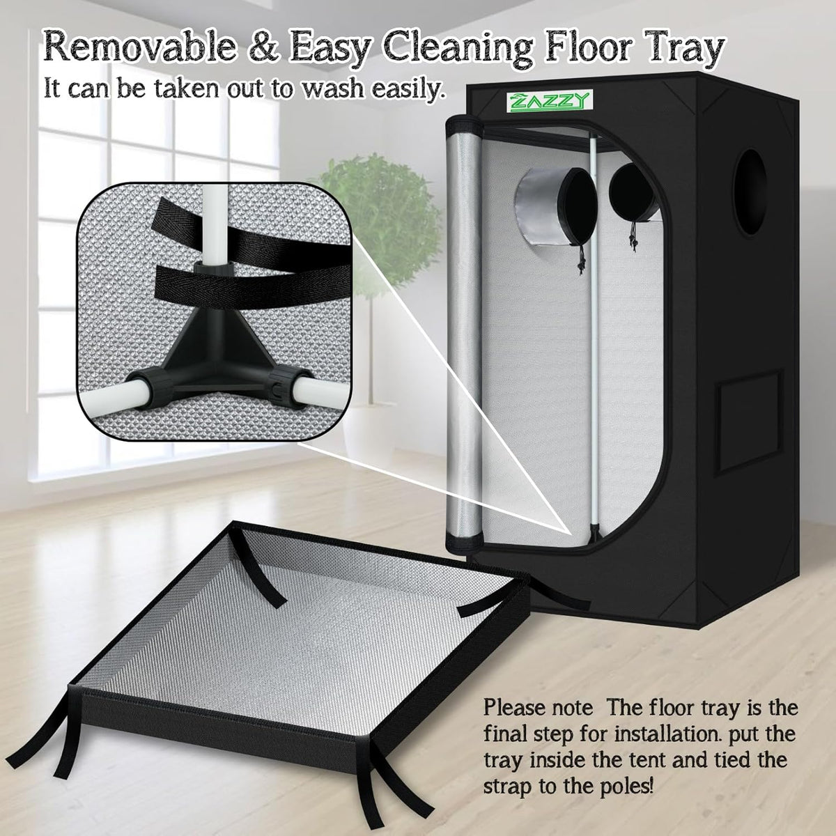 zazzy 2x2 Grow Tent 24"x24"x48"600D Mylar Hydroponic Indoor Plant Grow Tents with Observation