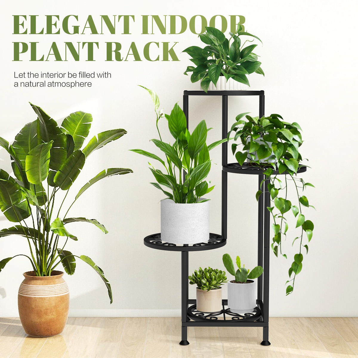 4 Tier Plant Stand Indoor Outdoor, Metal Flower Shelf Display Holder Corner