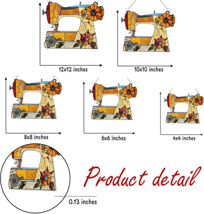 Sewing Machine Acrylic Suncatcher Stained Glass Effect Window Car Hanging Christmas Ornament Indoor