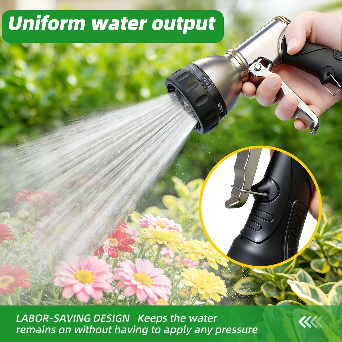 ARXIVE Metal Garden Hose Nozzle, Heavy Duty High Pressure Hand Sprayer