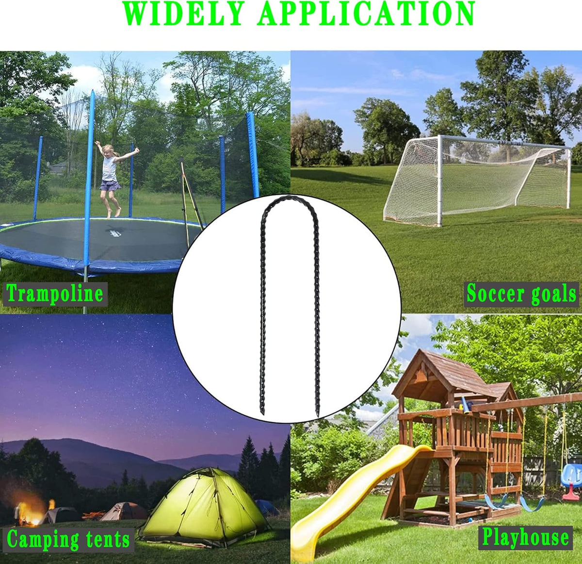 10"x2" Trampolines Wind Stakes Heavy Duty U Shape Galvanized Steel Trampoline Stakes Ground Anchors