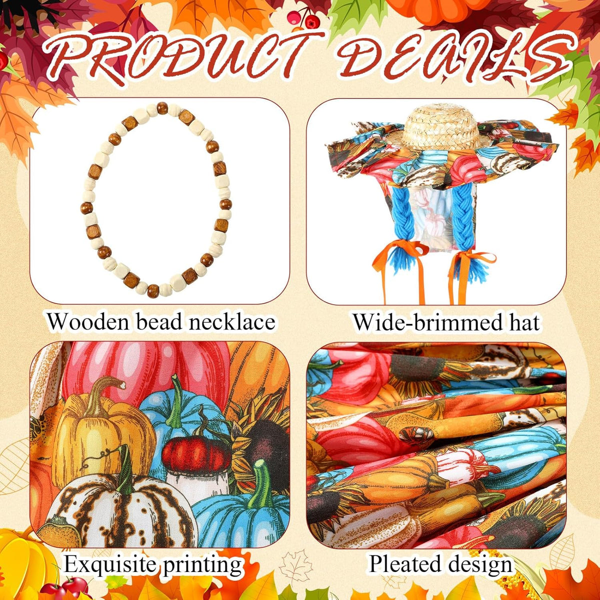 Fall Thanksgiving Goose Outfit Sunflower Porch Goose Costume with Hat Necklace for 23 Autumn Patio