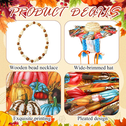 Fall Thanksgiving Goose Outfit Sunflower Porch Goose Costume with Hat Necklace for 23 Autumn Patio