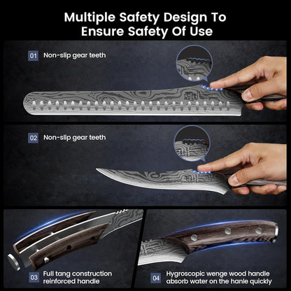 Brisket Slicing Knife Set, Carving and Boning Knife for Meat & Turkey Cutting, Japanese Style High