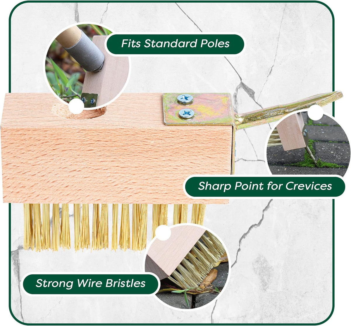 SCRUBIT Moss & Weed Remover Wired Grout Cleaner Brush, Great for Cleaning Decks, Pavers, Patios &