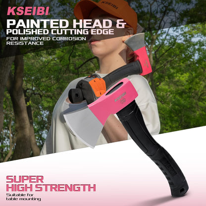 KSEIBI Hatchet with Sheath, Camping Axe for Splitting and Kindling Wood, Forged Steel Blade with