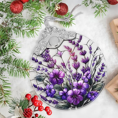 Charming Bauhinia & Violets Stained Glass Orament - Christmas Ornament - Christmas Decorations for