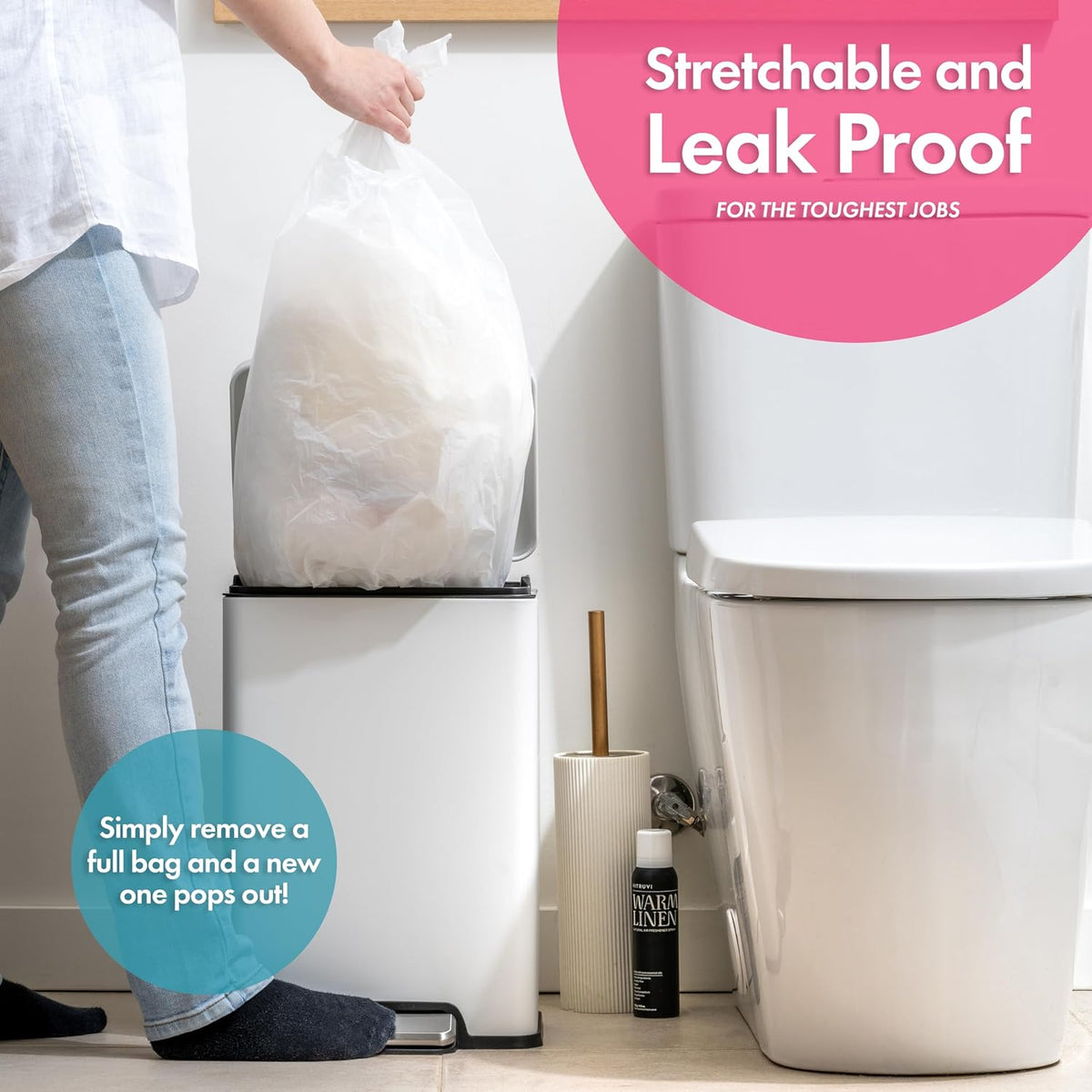 Trash Bags - Small Garbage Bags, Clear Trash Can Liners for Bathroom Bins, Bedroom, Office &