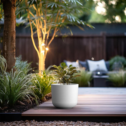 Kante Round Concrete Planter, 13.2 Inch Dia Classic Style Large Plant Pot with Drainage Hole for