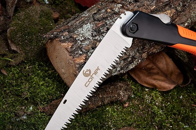 Folding Hand Saw for Tree Pruning, Camping, Gardening, Hunting. Cutting Wood, PVC, Bone with